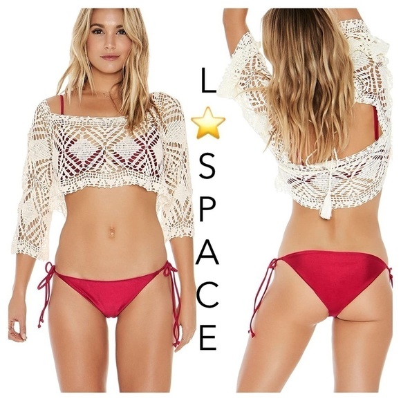 LSpace Threads Crop Top Swim Cover up Natural - Picture 1 of 11
